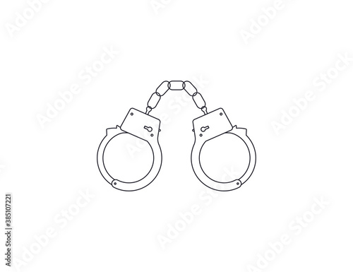 Handcuffs, arrest outline icon on white background. Vector.