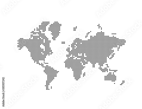 World, dotted map on white background. Vector illustration.