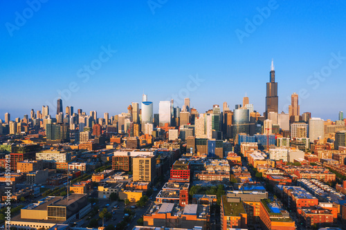 Aerial view of Chicago Illinois skyline USA