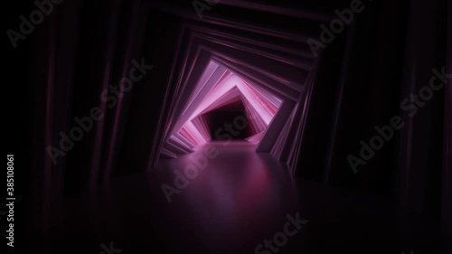 Abstract neon square tunnel technological