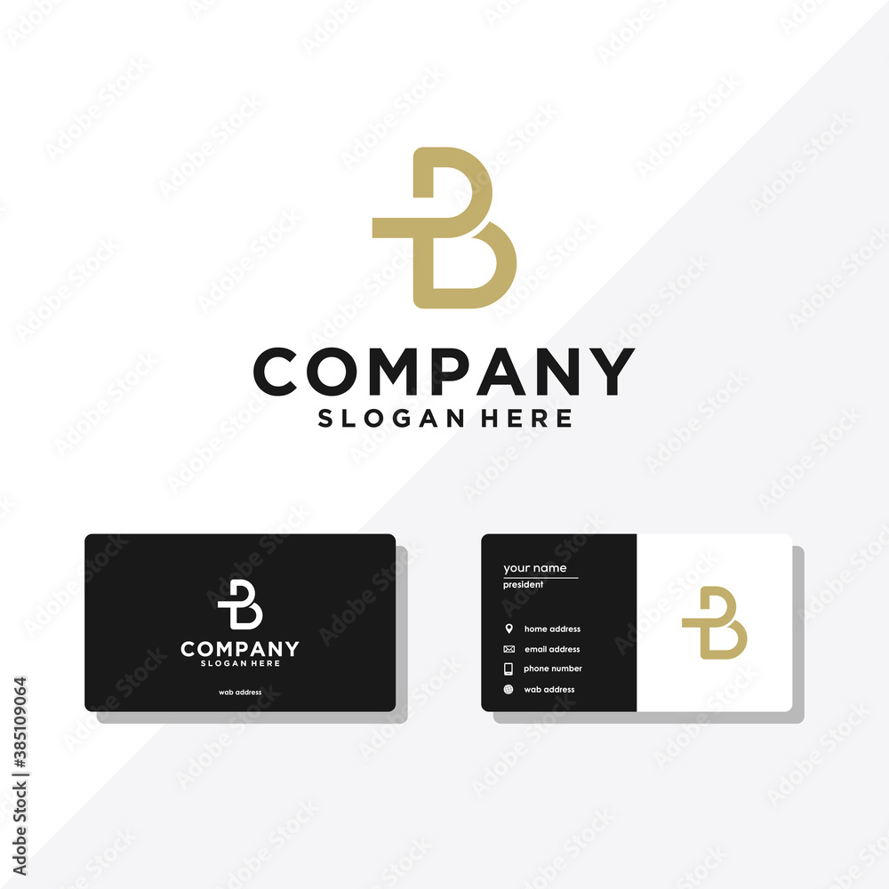 Naklejka premium letter B logo and business card design