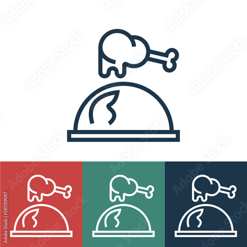 Linear vector icon with warm turkey leg