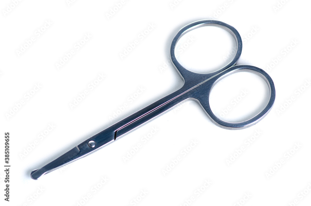 Baby scissors kit for nail on white background isolation Baby scissors kit for nail on white background isolation