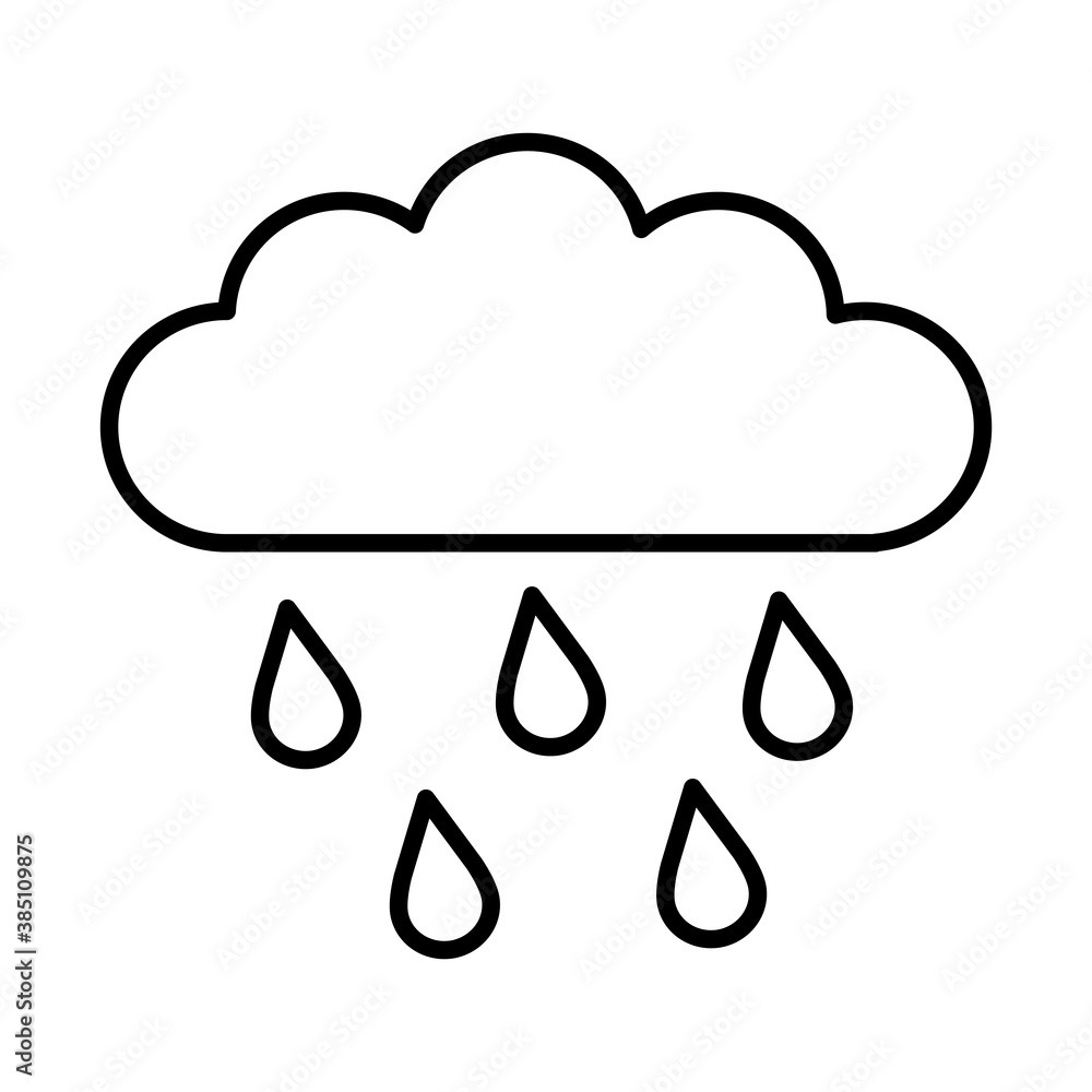 Cloud with rain line style icon design, Weather sky nature climate cloudy season and meteorology theme Vector illustration Cloud with rain line style icon design, Weather sky nature climate cloudy season and meteorology theme Vector illustration