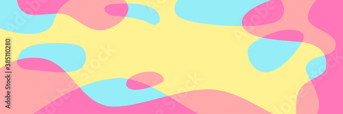 Vector abstract background with copy space. Trendy colors and shapes. Long horizontal banner