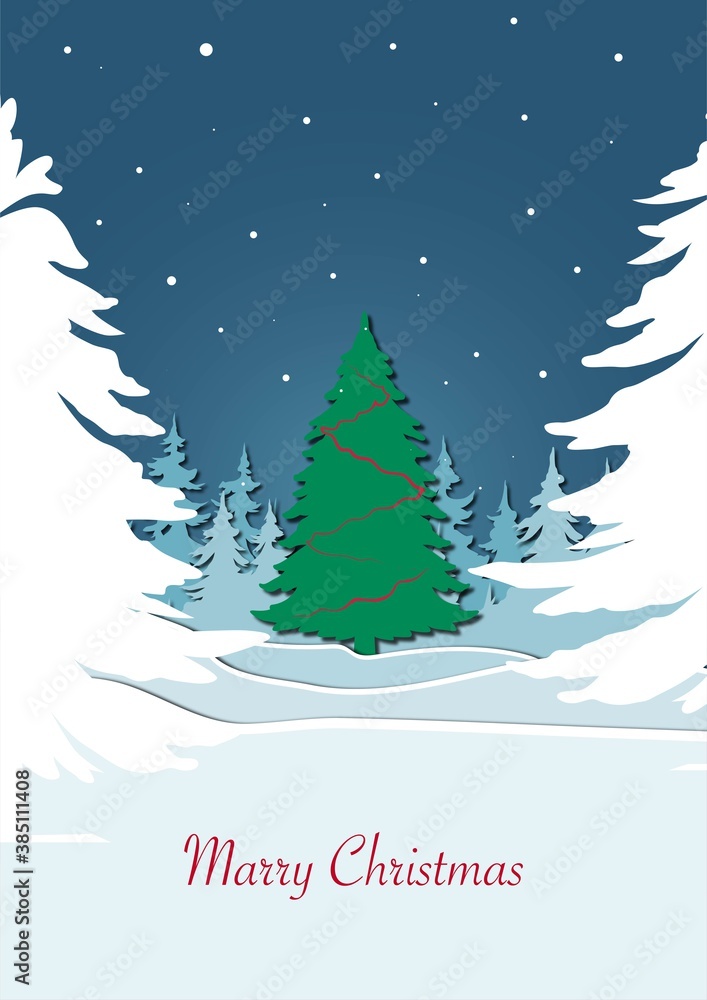Marry Christmas card  with snow