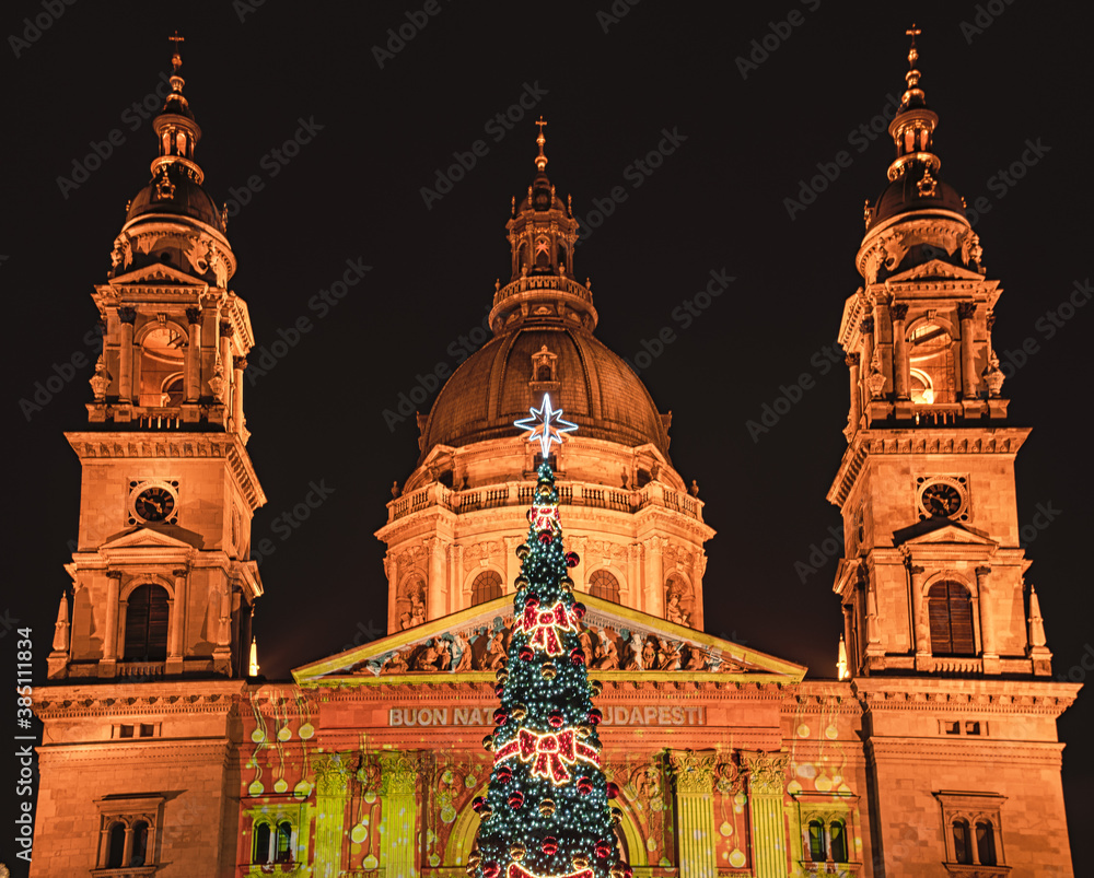 Fototapeta premium The St. Stephen Basilica in Christmas