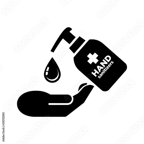 Hands antibacterial sanitizer agent. Washing hands vector icon