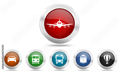 Silver metallic glossy icon set, travel and transportation concept buttons Free Download Silver metallic glossy icon set, travel and transportation concept buttons - GFXLoad