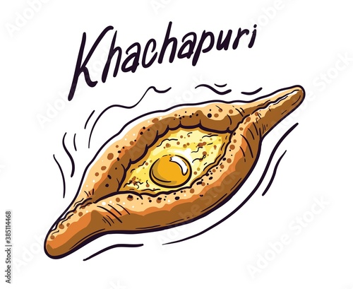 natural khachapuri. delicious and mouth-watering confectionery. color vector illustration