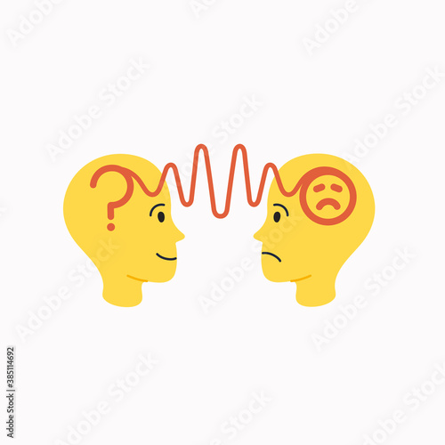 Empathy. Empathy concept - silhouettes of two human heads with an abstract image of emotions inside.