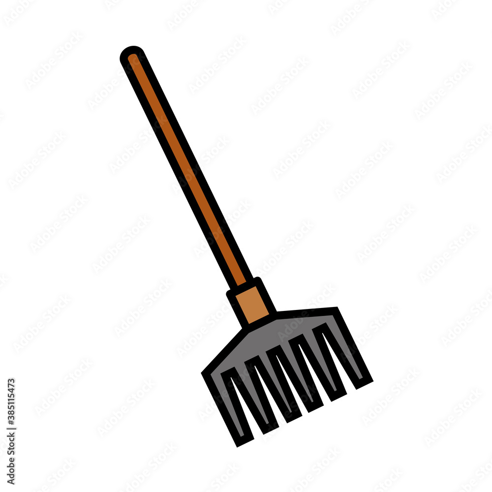 Gardening rake line and fill style icon design, garden planting and nature theme Vector illustration Gardening rake line and fill style icon design, garden planting and nature theme Vector illustration