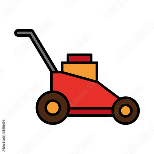Gardening grass cutter line and fill style icon design, garden planting and nature theme Vector illustration