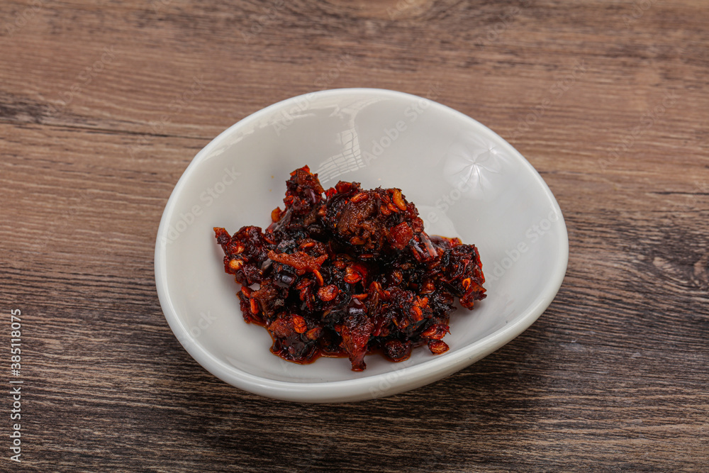 Fried chili pepper sauce with oil Fried chili pepper sauce with oil