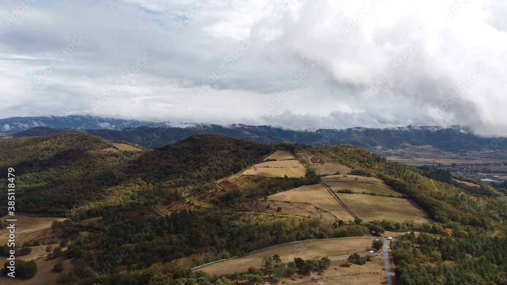 Naklejka premium view from a drone of the mountaines of Orduña in Vizcaya