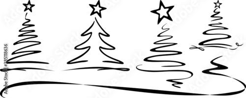 CHRISTMAS TREE white card drawing vector