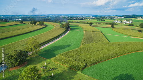 Aerial View of Beautiful Farm Lands and Countryside