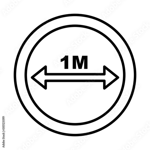 1 meter social distancing road sign line style icon design of Covid 19 virus theme Vector illustration