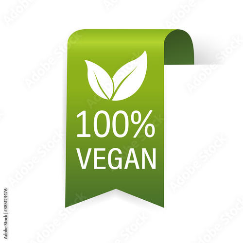 Vegan emblem. Vegan, great design for any purposes. Ribbon, symbol and background. Eco friendly vector illustration. Natural product. Vector icon design.