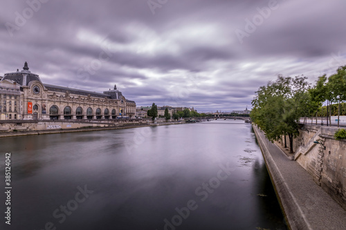 Paris, France - June 30, 2020: Musee d'Orsay on the left bank of the Seine River in Paris.