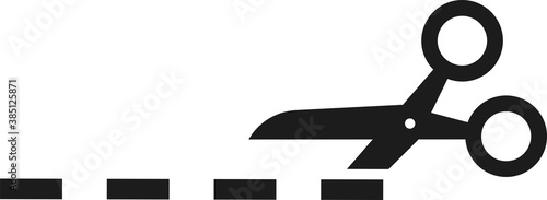 The scissors icon. Cut here symbol. Flat