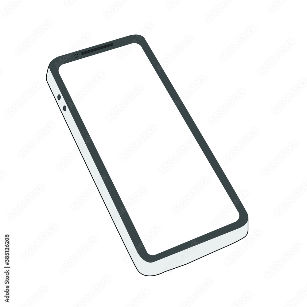 Smartphone vector with blank white screen isolated on white background ...