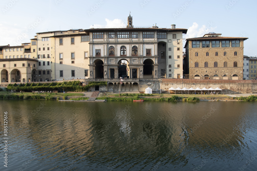 Exterior of the Uffizi Museum in Florence, Tuscany, Italy.
