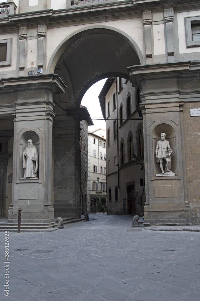 Exterior of the Uffizi Museum in Florence, Tuscany, Italy.