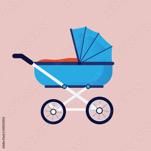Baby carriage, baby pram, stroller. Vector illustration.