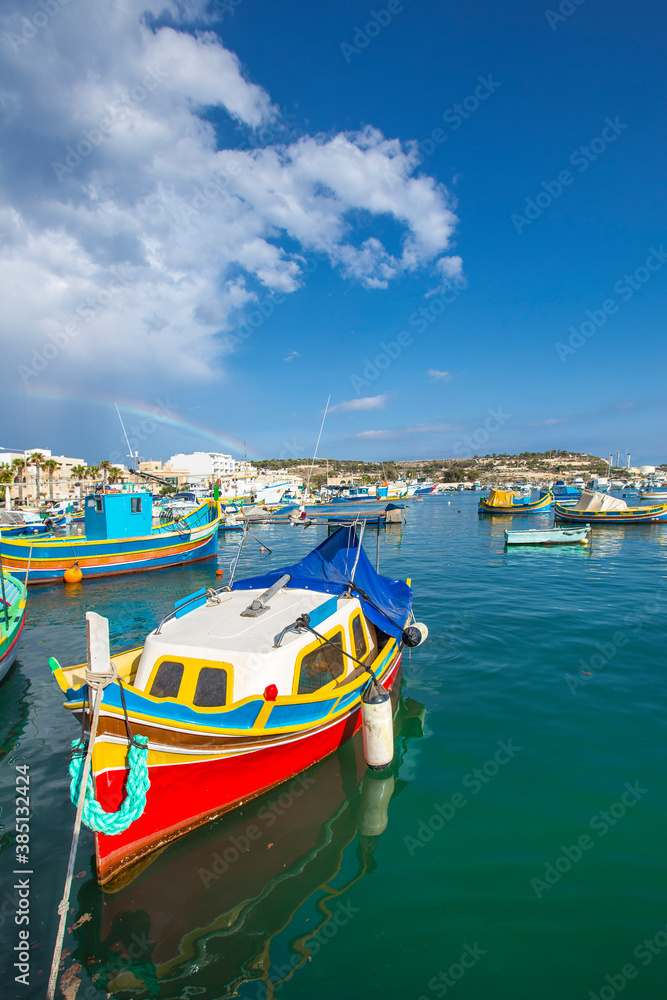 Traditional boats in Marsaxlokk, Malta