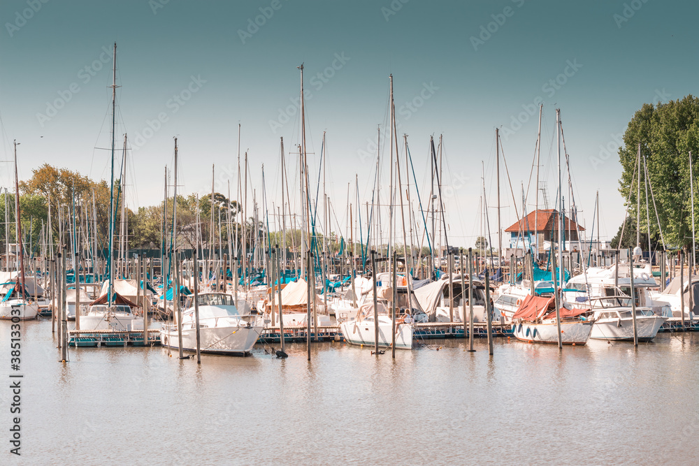 sailboats in the port of olivos in buenos aires, argentina