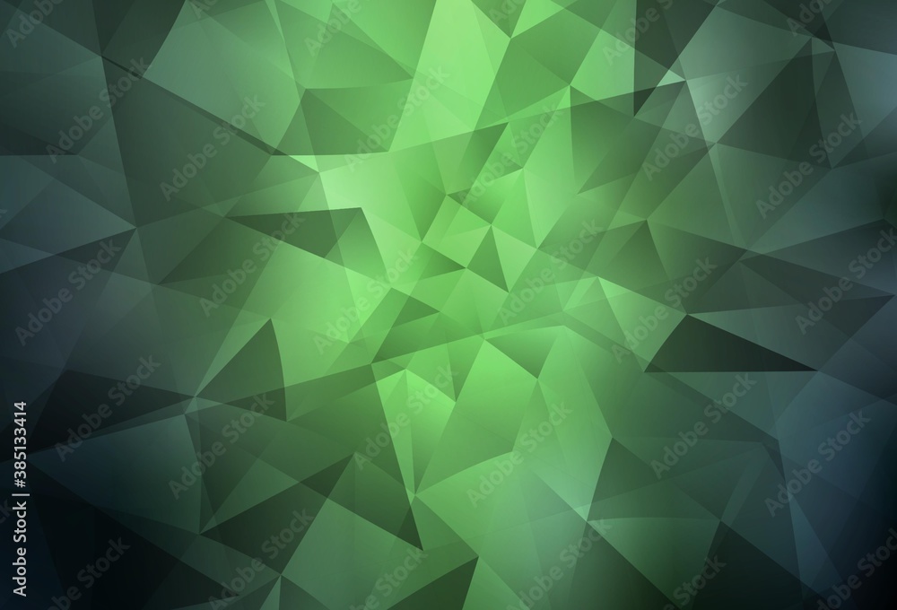 Obraz premium Dark Green vector shining triangular backdrop.