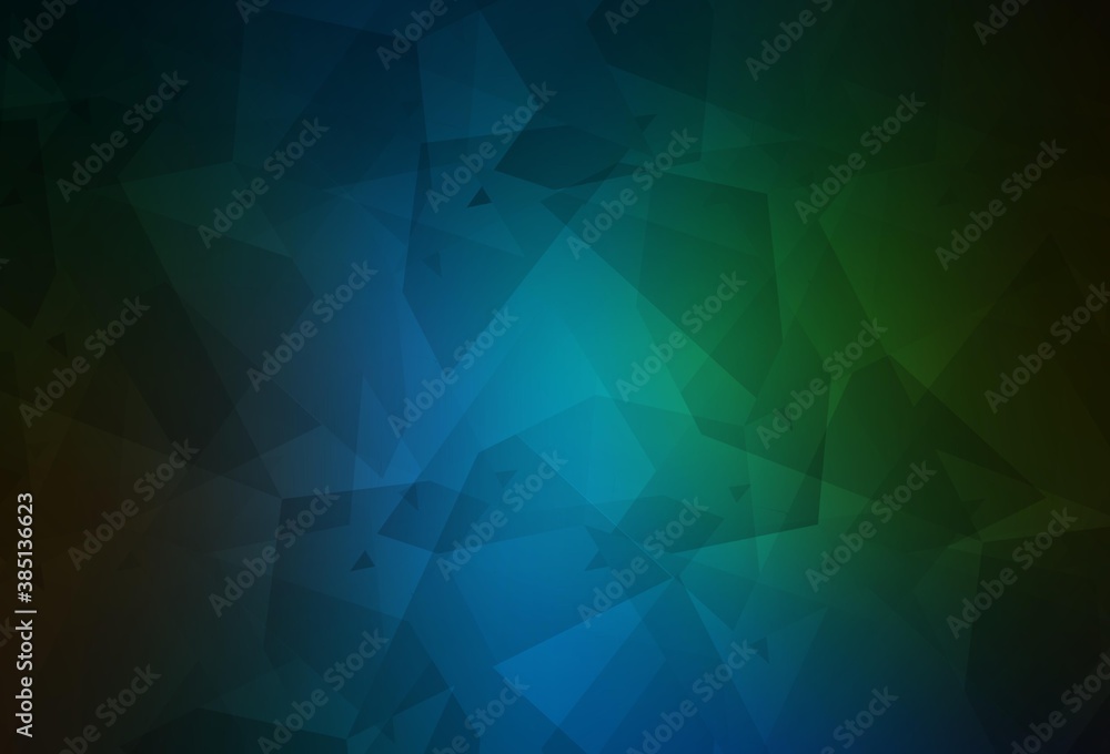 Dark Blue, Green vector backdrop with polygonal shapes.