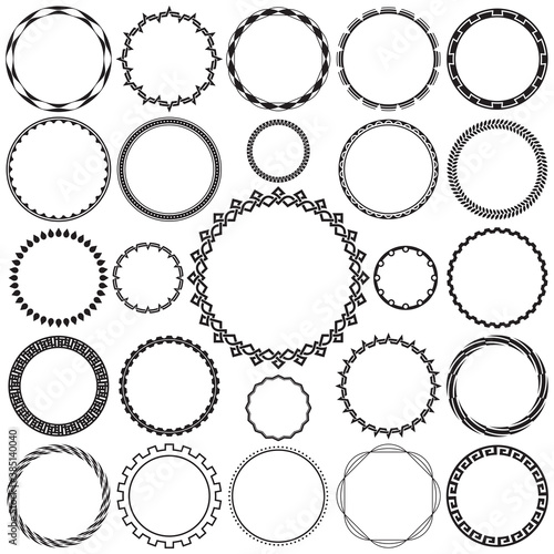 Collection of Round Decorative Ornamental Border Frames. Ideal for vintage label designs.
