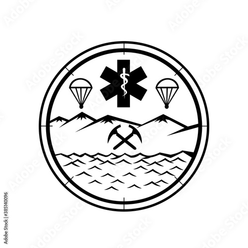 Land Sea Air Rescue Icon Sign Symbol Black and White