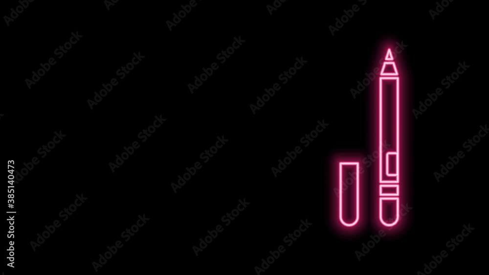 Glowing neon line Eyeliner, eyebrow icon isolated on black background. Pencil for eyes. 4K Video motion graphic animation Glowing neon line Eyeliner, eyebrow icon isolated on black background. Pencil for eyes. 4K Video motion graphic animation
