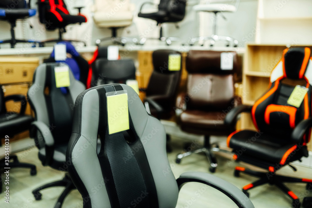 Fototapeta premium office leather chairs for office work. Office furniture store