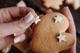 Decorating Christmas gingerbread cookies