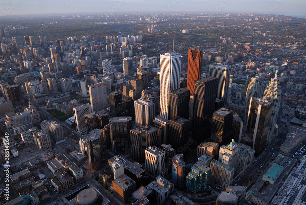 Fototapeta premium Arial view of Toronto financial district from the CN tower