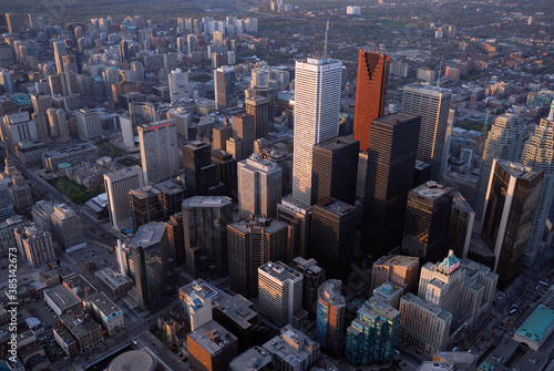Photography Arial view of Financial towers in Toronto Canada