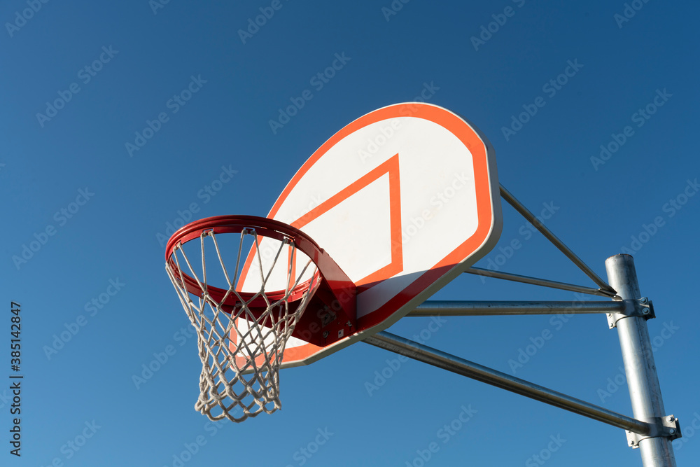 Basketball hoop as seen from reft side