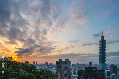 sunset over the city