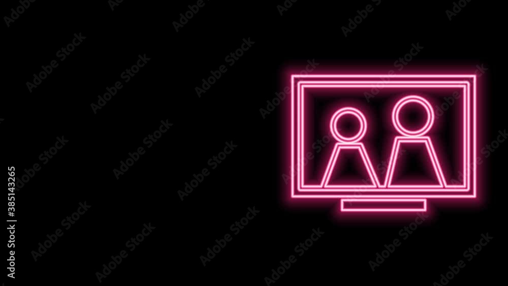 Glowing neon line Picture frame on table icon isolated on black background. 4K Video motion graphic animation Glowing neon line Picture frame on table icon isolated on black background. 4K Video motion graphic animation