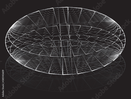 Abstract covered round arena sketch