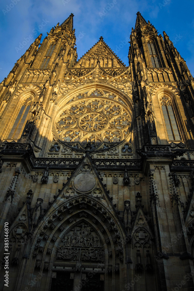 Saint Vitus cathedral facade view, Prague, Czech Republic