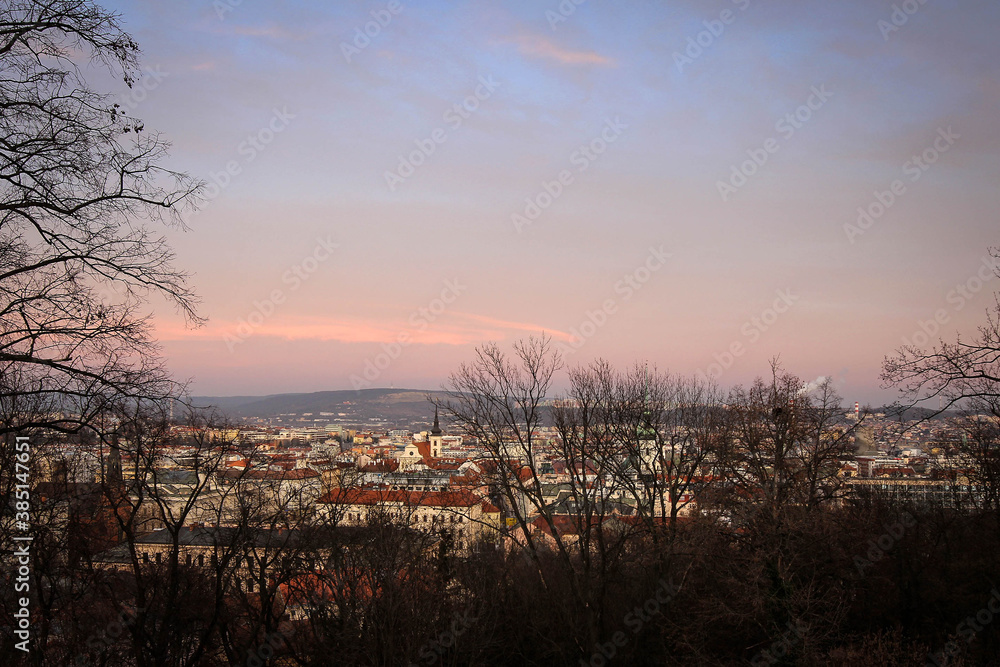 Panoramic view point by sunset near Spilberk castle, Brno, Czech Republic Panoramic view point by sunset near Spilberk castle, Brno, Czech Republic