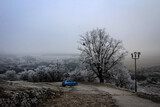 Frozen hill view near Krasna Horka castle, Slovakia