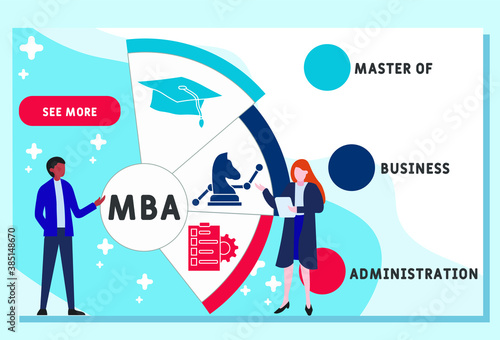 Vector website design template . mba - master of business administration acronym, business concept. illustration for website banner, marketing materials, business presentation, online advertising.