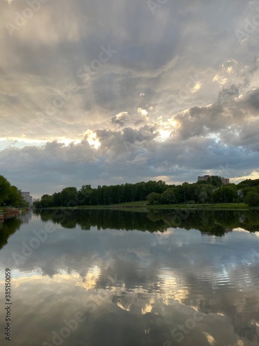 sunset over the river