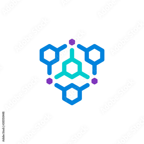 Hexagon outline logo attached to each other